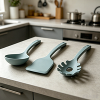 Ensemble d'ustensiles de cuisine en silicone de qualité alimentaire, 3 pièces : louche, spatule, cuillère à pâtes avec cœur en nylon, outils de cuisson antiadhésifs résistants à la chaleur