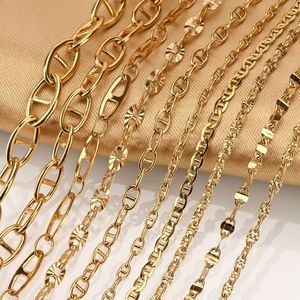 Chaîne à maillons en forme de nez de cochon |   Chaîne en acier inoxydable plaqué or 18K en forme de D pour la fabrication de colliers, bracelets et vêtements DIY - Product Image 4