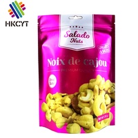 Sacs alimentaires Pochette debout Échantillon gratuit Feuille d'aluminium Snack Candy Plastique Étanche Boîte à gâteau en or avec fenêtre Sécurité LDPE Accept