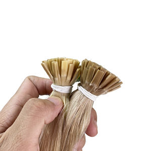 Double cuticule alignée en usine, cheveux vierges russes Remy, kératine italienne pré-collée, pointe plate Blonde 613 naturelle, Exte - Product Image 1