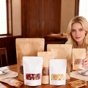 Bolsa de Papel Kraft Reciclable de Grado Alimenticio con Cierre Ziplock para Nueces, Café y Snacks, Bolsa Marrón Económica Doypack de Papel Kraft con Ventana - Product Image 2