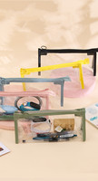 Sac de rangement transparent en PVC, pochette à fermeture éclair, sac à crayons, étui à stylos étanche pour papeterie d'étudiant