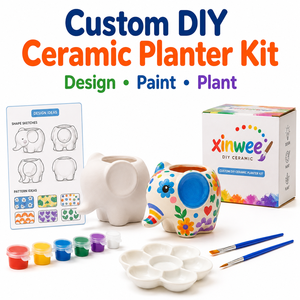 Kit de Macetas de Cerámica Ecológicas para Rellenar Bolsas de Regalo de Cumpleaños, Mini Macetas para Suculentas con Forma de Animales, Manualidades de Pintura para Niños, Jardín - Product Image 1
