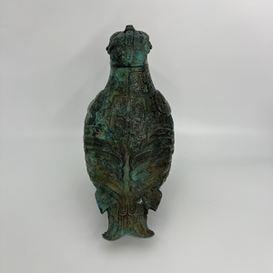 Oiseau en bronze Zun <span class=keywords><strong>Zi</strong></span> Zhan Nong, artisanat métallique exquis avec motif de plumes complexe et ornementation de dragon Kui - Product Image 6