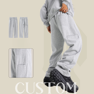 Pantalon de sport pour homme, coupe droite, 420G, molletonné, ample, couleur unie, style américain tendance, coupe épurée, taille US, pantalon de survêtement - Product Image 3