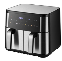 Friteuse à air électrique sans huile 8,6 L noire avec 2 paniers et 2 bacs pour frites, appareil de cuisine