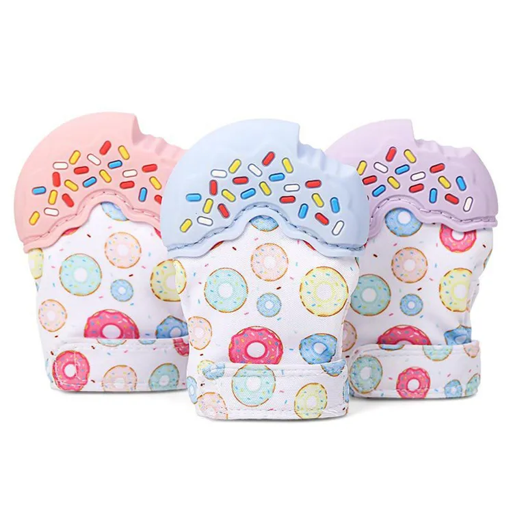 Cute Cartoon Dentizione Guanti Ciambella di Barretta Del Bambino Massaggiagengive Guanti In Silicone Giocattoli Neonato Dental Care Succhiare Suono Giocattoli Per Bambini