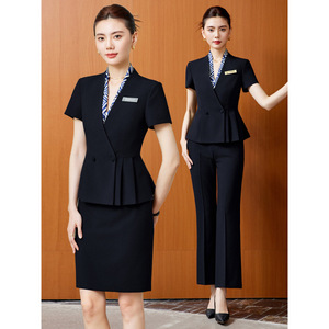 Women's Professional <b>Work</b> Uniforms Summer Short Sleeve Blazer Skirt <b>Pants</b> Reception Uniforms For Office Commute - Product Image 2