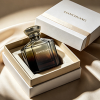 Flacon de parfum vide en verre rose dégradé de luxe, octogonal à facettes multiples, avec bouchon doré embossé vintage, bouchon personnalisé et coffret cadeau
