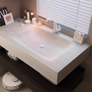 Hotel style rock slab basin <b>waterproof</b> and environmentally friendly intelligent <b>lighting</b> mirror wall hanging <b>bathroom</b> cabinet - Product Image 5