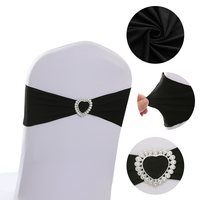 Bandes de chaise extensibles en spandex avec boucle cœur, sans nœud, élastiques, pour décoration de mariage, banquet, fête, événement, vente en gros
