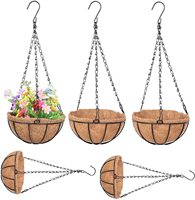 Panier à fleurs en métal de 10 pouces de diamètre, avec doublure de coco, benne pour plantes en extérieur, 1 pièce