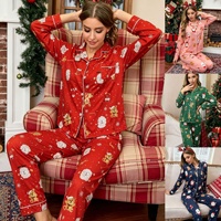 Nouvelles pyjamas décontractées en soie de lait légère à revers, style européen et américain, pour femmes, mode transfrontalière, pour Noël