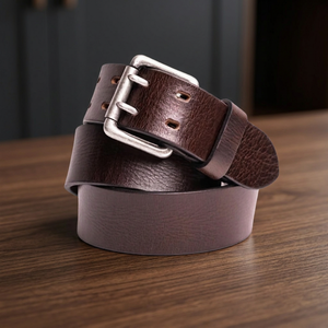 Custom Logo Heat Transfer <b>Printing</b> Genuine Leather Steel Buckle Belts Men's Accessories BS INTERNATIONAL Vintage Eco-Friendly - Product Image 1