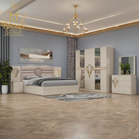 Meubles de chambre à coucher de luxe de style turc Vente en gros Double cadre en bois Ensemble de lit King Size Rangement pour la maison Chambre principale