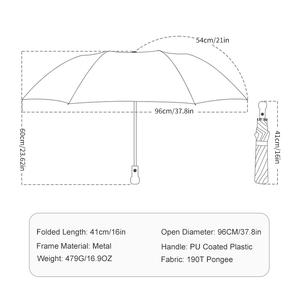 Paraguas Compacto de Viaje con Apertura Automática para Sol y Lluvia, Tela de Pongee 190T Impermeable, Armazón Metálico para Exteriores, Paraguas Plegable de 2 Pliegues con Logotipo - Product Image 2