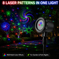 Projecteur Laser RGB 8 Motifs en 1 IP65 Extérieur 100-240V CE Mini pour Jardin, Parc, Pelouse, Cour, Spectacle Lumineux Nocturne, Fêtes et Événements Saisonniers