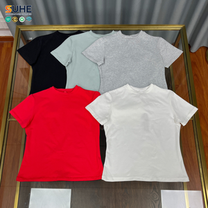 เสื้อยืดคอตตอนเจอร์ซีย์ SUHE ทรงเข้ารูป ระบายอากาศได้ดี แขนสั้น คอกลม สีพื้น ย้อมสีแบบเรียบ ไม่เป็นขุย เป็นมิตรต่อสิ่งแวดล้อม - Product Image 3
