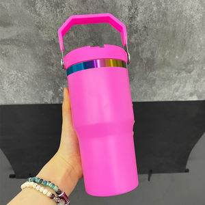 Gobelet en paille plaqué arc-en-ciel 20oz pour enfants bouteille d'eau en acier inoxydable isolée sous vide tasse de voyage sportive à double paroi - Product Image 4