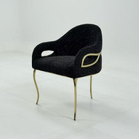 Fauteuil de salle à manger haut de gamme moderne et luxueux en acier inoxydable et tissu, personnalisé pour cave à vin et appartement