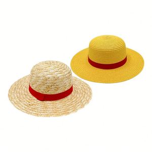 Sombrero de Paja de Luffy de One Piece para Adultos, Unisex, Amarillo, de Papel Ecológico, para Disfraces de Anime, con Cinta, para Actividades al Aire Libre - Product Image 1