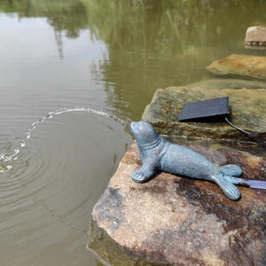 Statue de <span class=keywords><strong>fontaine</strong></span> d'eau solaire d'extérieur en résine, modèle LIFA, ornement réaliste de lion marin, animal marin, cascade, artisanat de jardin - Product Image 4