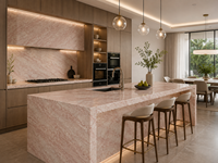 Dalles de marbre crème Rosa pour îlots de cuisine, lavabos de salle de bain, comptoirs de bar, tables consoles et grands panneaux muraux décoratifs