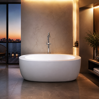 Baignoire autoportante en acrylique Domo DM-968, design moderne, avec robinet au sol, ovale élégante, profonde, isolante thermiquement, pour hôtels et spas de luxe – Offre spéciale