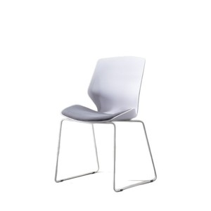 Conference Chair Modern Minimalist Style Armless Stackable Meeting Room Training Chair Steel <b>Frame</b> White - Product Image 1