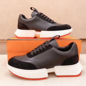 Zapatillas Deportivas Negras para Hombre de Alta Calidad, de Cuero Genuino, Diseño de Lujo, Estilo Casual, Plataforma, Modernas para Caminar - Product Image 2