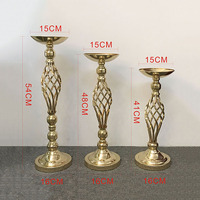 Untuk Dekorasi Meja Pernikahan, Vas Bunga dengan Tempat Lilin Kaca Bulat dan Persegi, Krom dan Bola Kristal