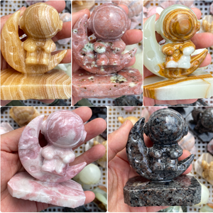 ของตกแต่งบ้านและของขวัญสุดสร้างสรรค์ รูปนักบินอวกาศนั่งบนดวงจันทร์ ทำจากอัญมณีธรรมชาติ ขายส่ง - Product Image 6