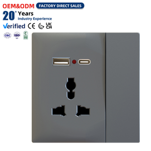 Presa di Corrente Universale Multifunzione con Porta di Ricarica USB Type-C, Presa a Muro 1 Gang MF con Interruttore - Product Image 1