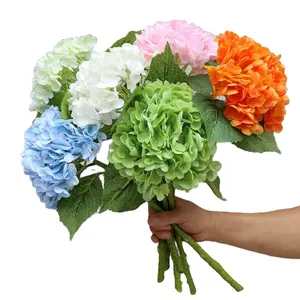 Sıcak satış gerçek dokunmatik ortanca yapay çiçek büyük ortanca çiçekler yapay düğün lateks beyaz pembe ortanca