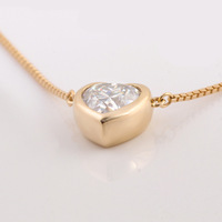 Collier pendentif en moissanite en forme de cœur pour femme, cadeau du Festival Qixi, 1 carat, chaîne à billes sertie de diamants taille bulle, or léger