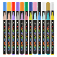 Marqueurs de peinture, 12 stylos de peinture acrylique pour la coloration adulte, marqueurs de peinture acrylique