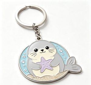 Custom Marine Animal Metal Key Chain Zinc Alloy Seal <b>Keyring</b> Enamel Souvenir Gift for Aquarium Shop - Product Image 3