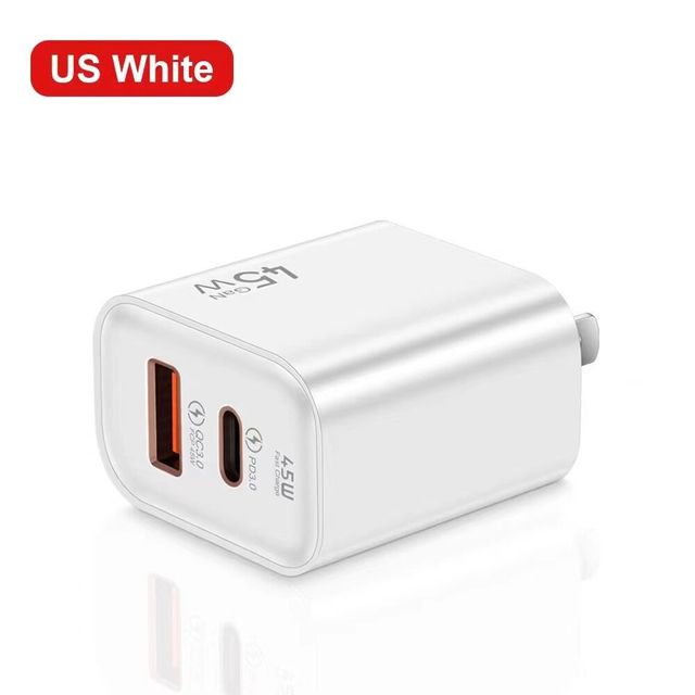 USB C PD Fast Charging Cable Charger 45W Wall Charger for iPhone 15 Electric Type-C with 5V/3A Output No Camera Required