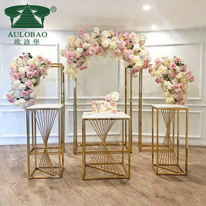 Silver Stainless Steel Modern Square Wedding Cake <b>Stand</b> <b>Plinth</b> Set for Living Room Home Furniture - Product Image 2