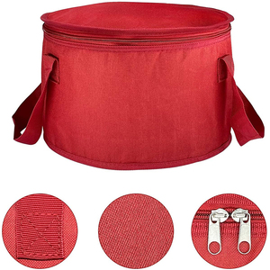 <strong>Slow</strong> <strong>Cooker</strong> Reusable Cake Carriers Casserole Cooler <strong>Bags</strong> Potluck Picnics Lunch <strong>Bag</strong> Red Round Insulated Thermal Pie Carrier - Product Image 4
