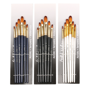 Set di 6 Pennelli Sintetici Giorgione con Ghiera in Alluminio Giallo, Manico in Legno, Setole in Nylon e Custodia in PVC - Product Image 1