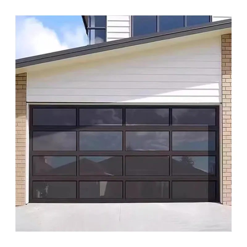 Luxury Impact Tempered Aluminum Alloy Glass Garage Door Modern Commercial Glass Garage Doors for Homes