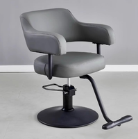 Fauteuil de barbier Heshi inclinable avec pompe hydraulique, équipement de salon commercial, cuir synthétique noir