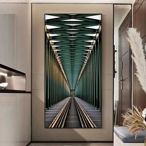 Peinture murale LED 3D en porcelaine cristalline de luxe moderne, cadre d'art mural, décoration intérieure, salon, hôtel, vente en gros, personnalisation - Product Image 2