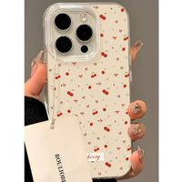 Coque de téléphone portable antichoc motif nœud cerise tendance pour iPhone 14 15 17 Air 18 Pro Max, fond blanc