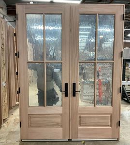 باب زجاجي متأرجح نصف خشبي للمكاتب بإطار خشبي - Product Image 3