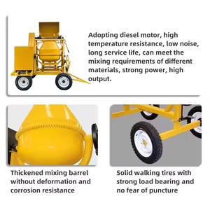 Mezcladora de Concreto Eléctrica Portátil, Serie Tanque Amarillo, Ahorro de Energía, Capacidad de 280L, Productividad de 4-5m/h, Motor - Product Image 3