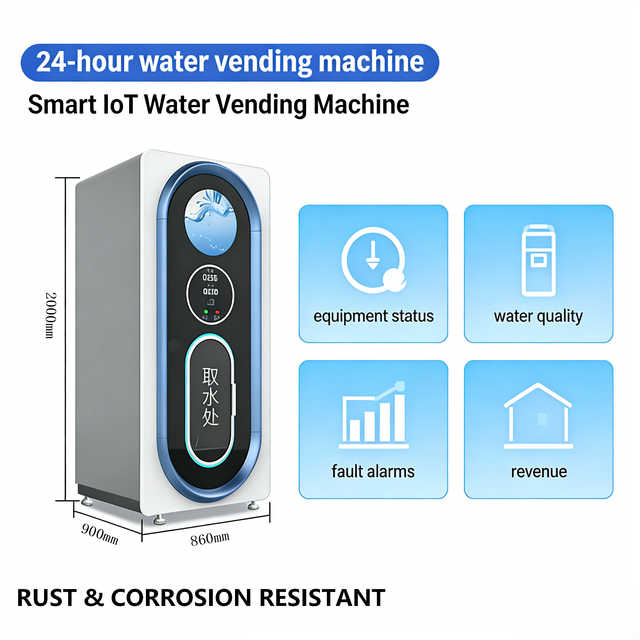 Coin Operated Reverse Osmosis RO Purified Alkaline Water Vending Machine with SDK 4G IoT Stainless Steel