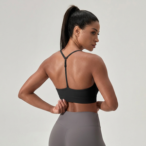 Wholesale Women Square Neck Sports Bra Adjustable T <b>Back</b> Thin Strap Removable Pads Yoga Bra <b>Low</b> Support Gym Athletic Crop <b>Top</b> - Product Image 1