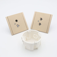 Plaque murale industrielle standard européenne 86 mm dorée pour télécommunications, prises réseau RJ45/RJ11 et téléphoniques coaxiales, indice de protection IP22, en matériau PC, pour hôpitaux